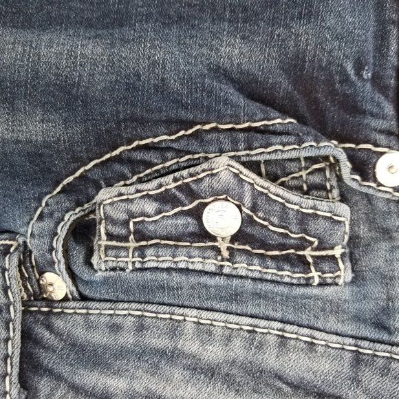 True Religion Jennie Curvy Mid Rise Skinny Jeans Size 32 x28 Flap Pockets - Picture 8 of 9